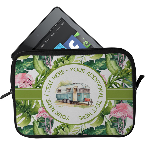 Custom Flamingo & Camping Tablet Case / Sleeve - Small (Personalized)