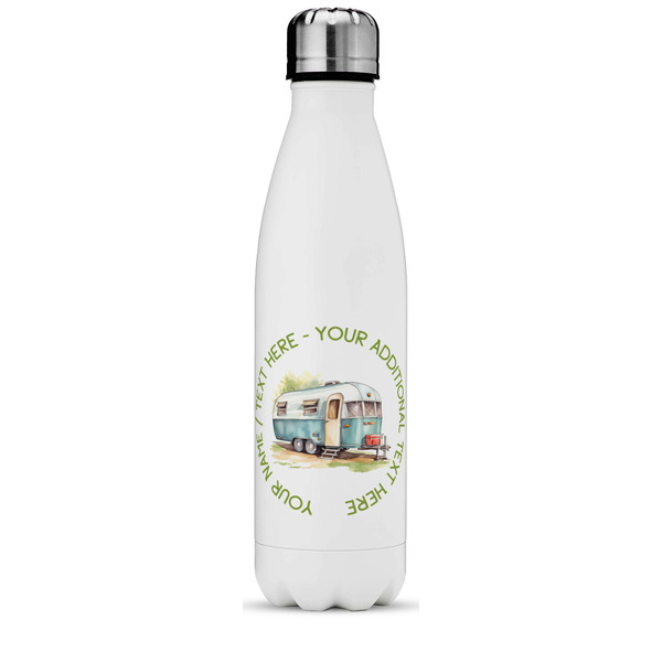 Custom Flamingo & Camping Water Bottle - 17 oz - Stainless Steel - Full Color Printing (Personalized)