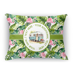 Flamingo & Camping Rectangular Throw Pillow Case - 12" x 18" (Personalized)