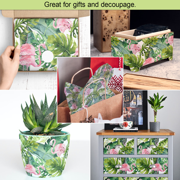 Flamingo & Camping Tissue Paper - In Use Collage