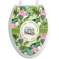 Flamingo & Camping Toilet Seat Decal - Elongated (Personalized)
