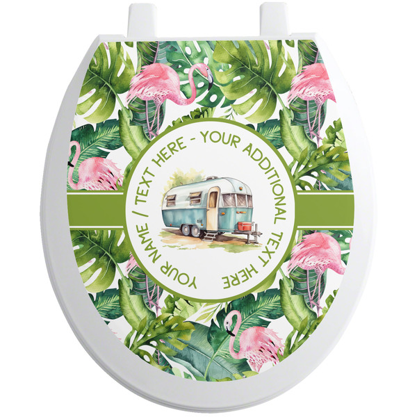 Custom Flamingo & Camping Toilet Seat Decal (Personalized)