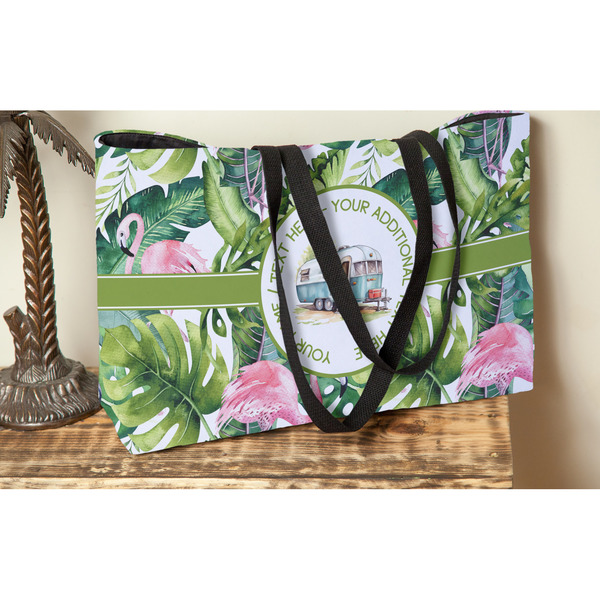 Flamingo & Camping Tote w/Black Handles - Lifestyle View