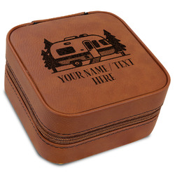 Flamingo & Camping Travel Jewelry Box - Leather