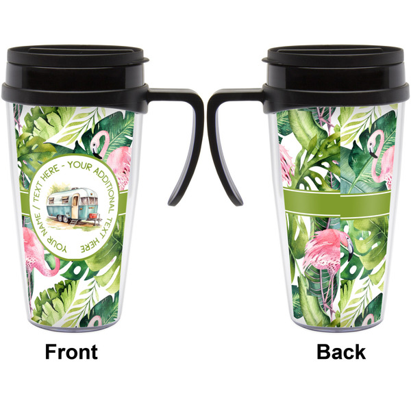 Flamingo & Camping Travel Mug with Black Handle - Approval