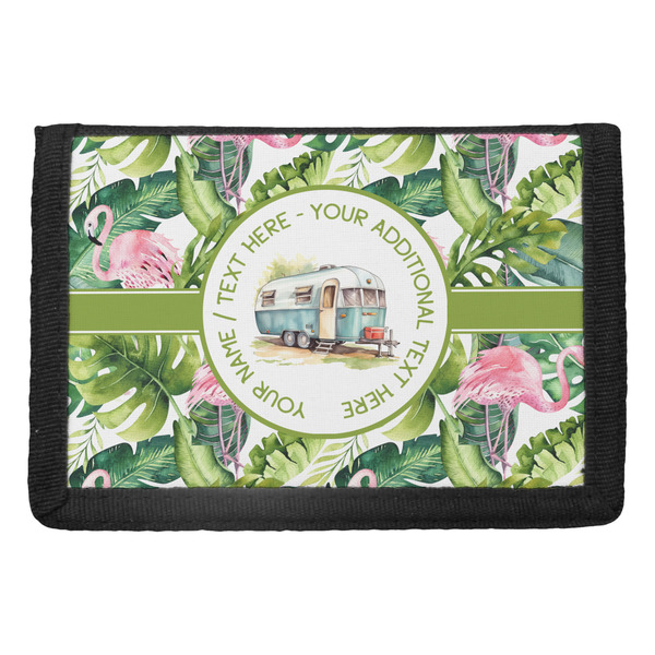Custom Flamingo & Camping Trifold Wallet (Personalized)