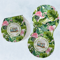 Flamingo & Camping Burp Pads - Velour - Set of 2 (Personalized)