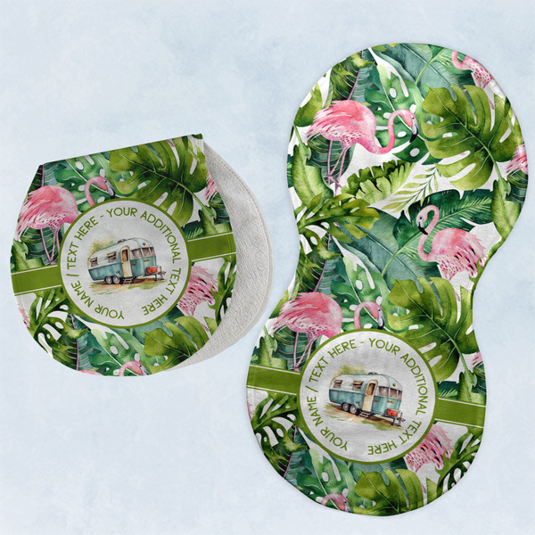 Flamingo & Camping Two Peanut Shaped Burps - Open and Folded