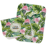 Flamingo & Camping Burp Cloths - Fleece - Set of 2 (Personalized)