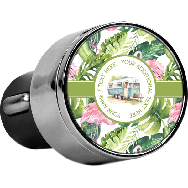 Custom Flamingo & Camping USB Car Charger (Personalized)