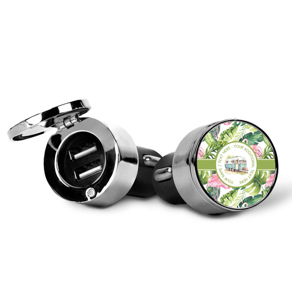Flamingo & Camping USB Car Charger - Open & Closed