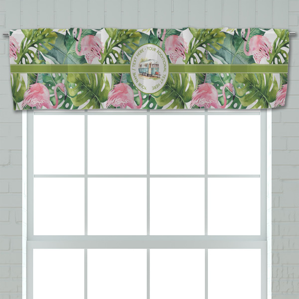 Flamingo & Camping Valance - Closeup on window