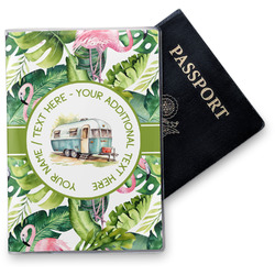 Flamingo & Camping Passport Holder - Vinyl Cover (Personalized)