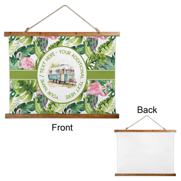 Flamingo & Camping Wall Hanging Tapestry - Landscape - Front & Back