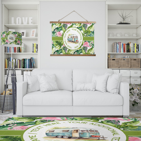 Flamingo & Camping Wall Hanging Tapestry - Landscape - In Context