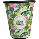 Flamingo & Camping Waste Basket - Double-Sided - Black (Personalized)