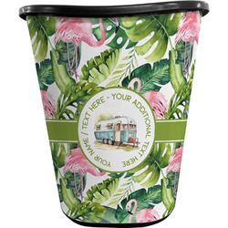 Flamingo &amp; Camping Waste Basket - Double-Sided - Black (Personalized)