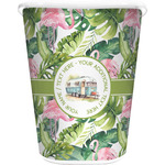 Flamingo & Camping Waste Basket - Single-Sided - White (Personalized)