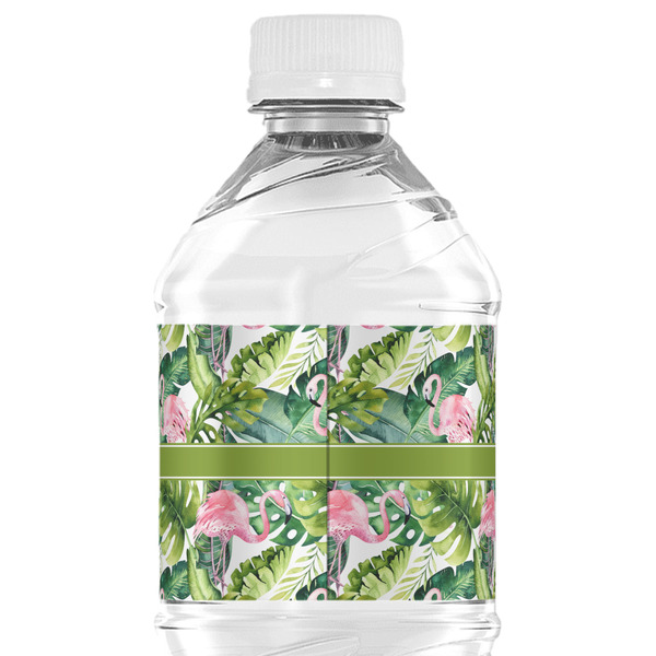 Flamingo & Camping Water Bottle Label - Back View