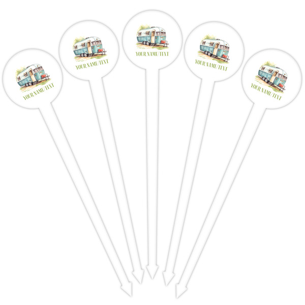 Flamingo & Camping White Plastic 4" Food Pick - Round - Fan View