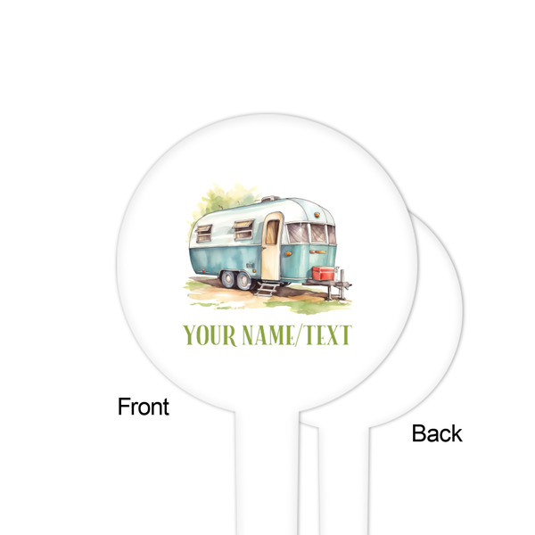 Flamingo & Camping White Plastic 4" Food Pick - Round - Single Sided - Front & Back