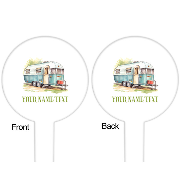 Flamingo & Camping White Plastic 6" Food Pick - Round - Double Sided - Front & Back