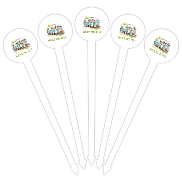 Flamingo & Camping White Plastic 6" Food Pick - Round - Fan View