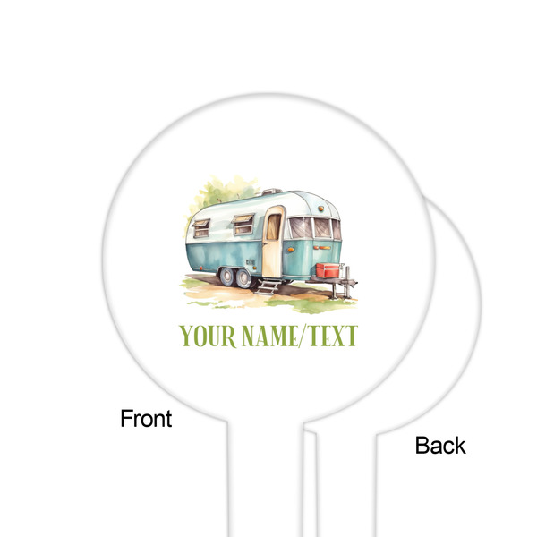 Flamingo & Camping White Plastic 6" Food Pick - Round - Single Sided - Front & Back