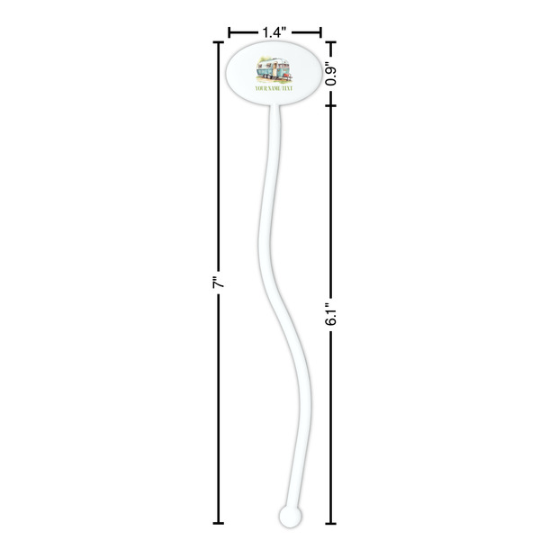 Flamingo & Camping White Plastic 7" Stir Stick - Oval - Dimensions
