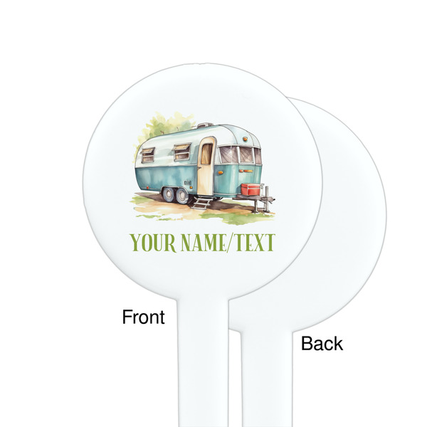 Flamingo & Camping White Plastic 7" Stir Stick - Single Sided - Round - Front & Back