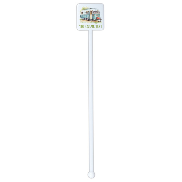 Flamingo & Camping White Plastic Stir Stick - Double Sided - Square - Single Stick