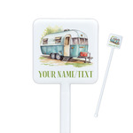 Flamingo & Camping Square Plastic Stir Sticks - Single-Sided