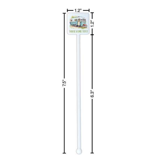 Flamingo & Camping White Plastic Stir Stick - Square - Dimensions