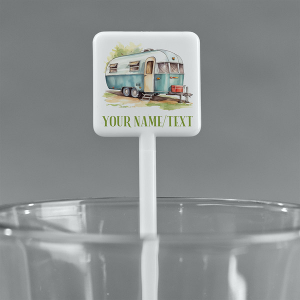 Flamingo & Camping White Plastic Stir Stick - Square - Main