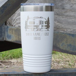 Flamingo & Camping 20 oz Stainless Steel Tumbler - White - Single-Sided