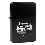 Flamingo & Camping Windproof Lighter - Black - Single-Sided & Lid Engraved