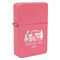 Flamingo & Camping Windproof Lighter - Pink - Single-Sided & Lid Engraved