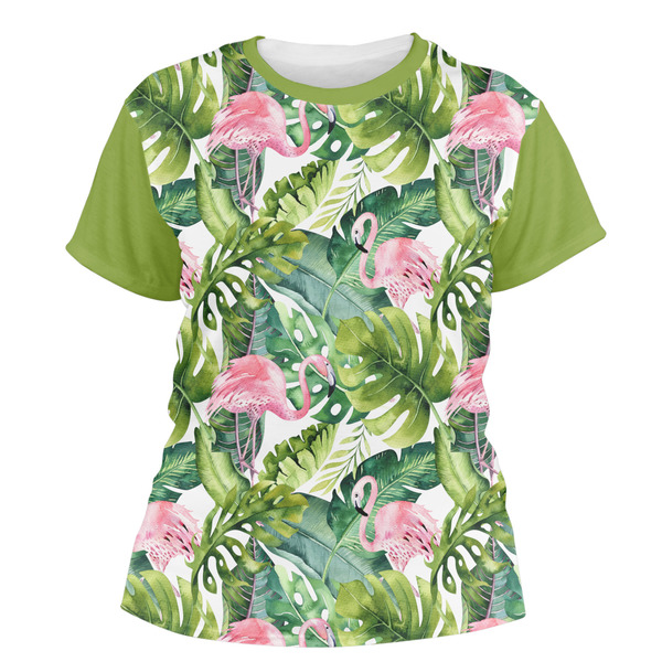 Custom Flamingo & Camping Women's Crew T-Shirt - Large