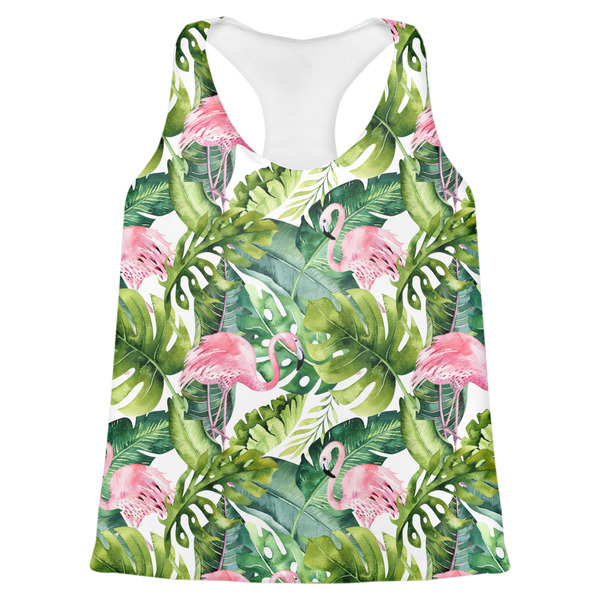 Custom Flamingo & Camping Womens Racerback Tank Top - X Small
