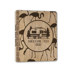Flamingo & Camping Wood 3-Ring Binder - 1" Half-Letter Size (Personalized)