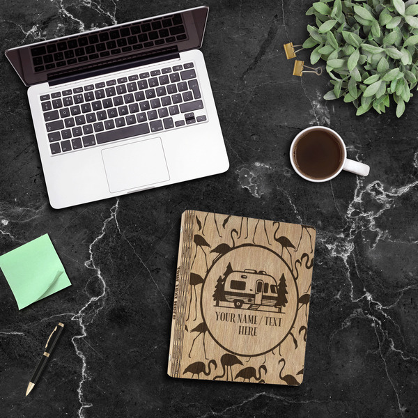 Flamingo & Camping Wood 3-Ring Binders - 1" Letter - In Context