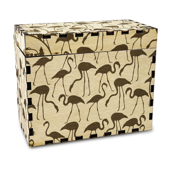 Custom Flamingo & Camping Wood Recipe Box - Laser Engraved