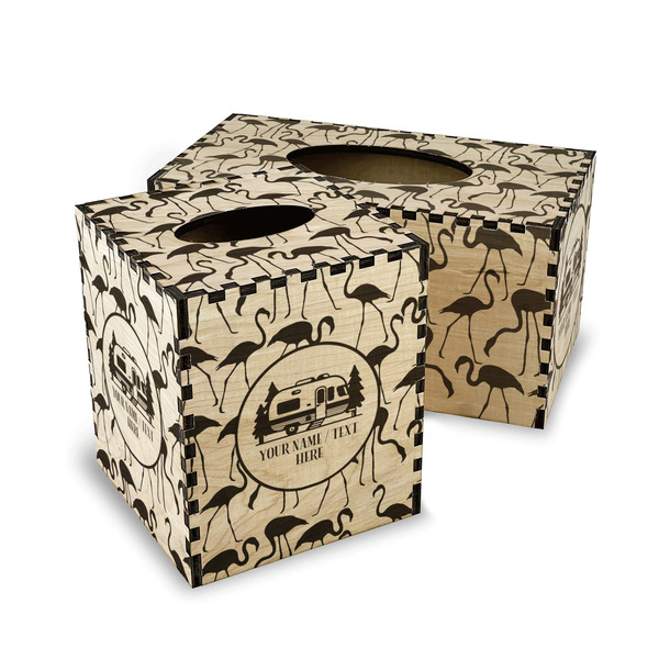Flamingo & Camping Wood Tissue Box Covers - Parent/Main