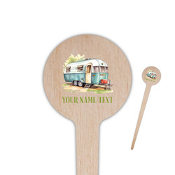Flamingo & Camping 4" Round Wooden Food Picks - Double-Sided