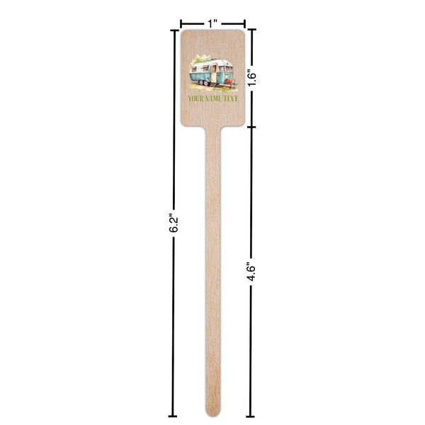 Flamingo & Camping Wooden 6.25" Stir Stick - Rectangular - Dimensions