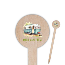 Flamingo & Camping Round Wooden Food Picks