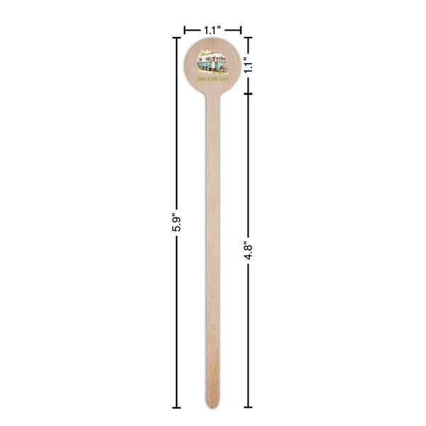Flamingo & Camping Wooden 6" Stir Stick - Round - Dimensions