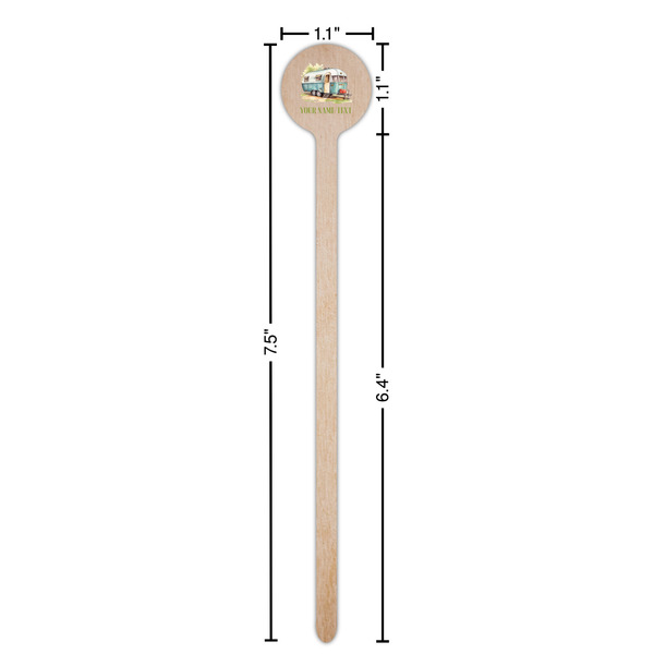 Flamingo & Camping Wooden 7.5" Stir Stick - Round - Dimensions