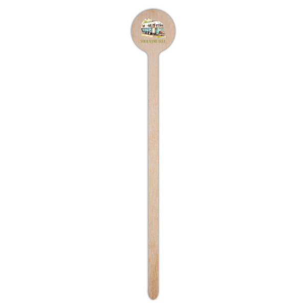 Flamingo & Camping Wooden 7.5" Stir Stick - Round - Single Stick
