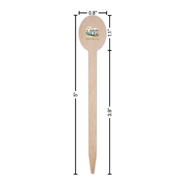 Flamingo & Camping Wooden Food Pick - Oval - Dimensions
